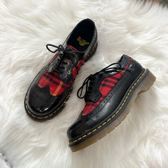 Dr. Martens Plaid Marnie Wingtip Shoes - Picture 1 of 8